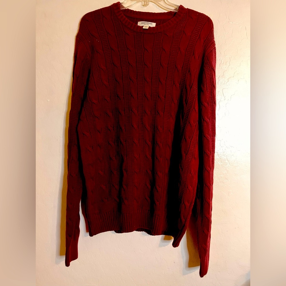 Goodthreads Men's Soft Cotton Cable Stitch Crewneck Sweater